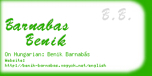 barnabas benik business card